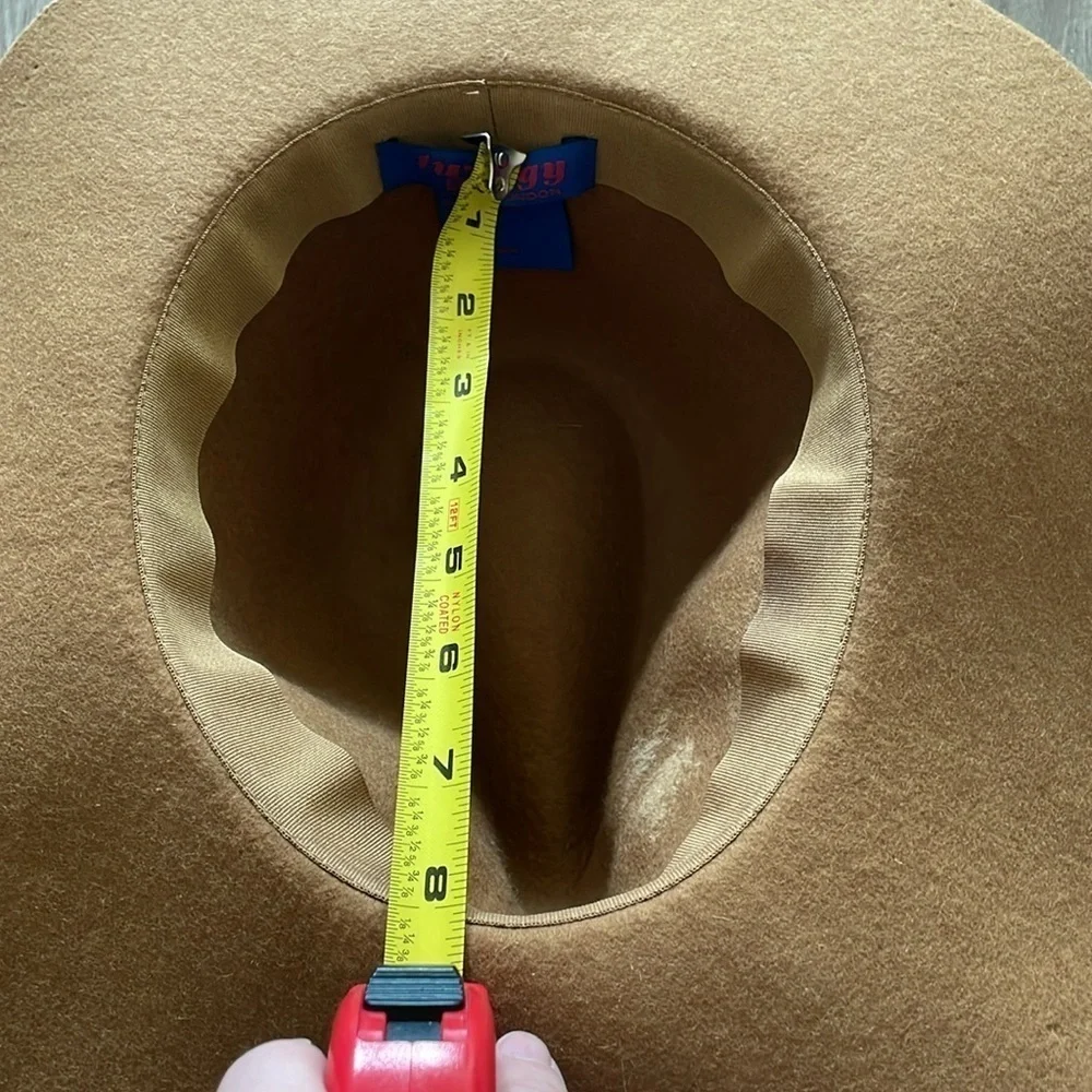 Twiggy London Women's Fedora Floppy Hat 100% Wool Felt Tan Wide Brim Western